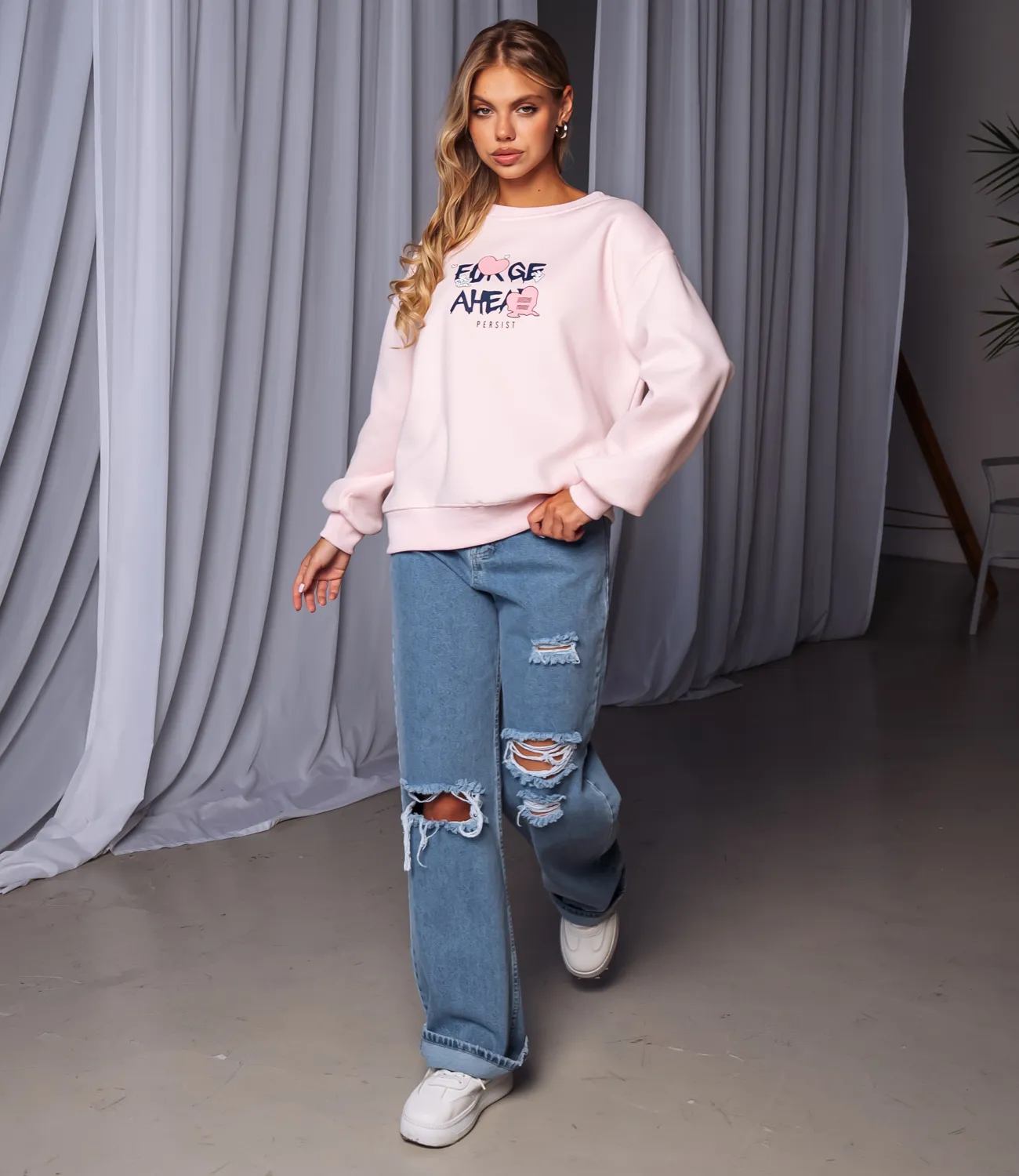 Свитшот #КТ8505, светло-розовый - фото 4