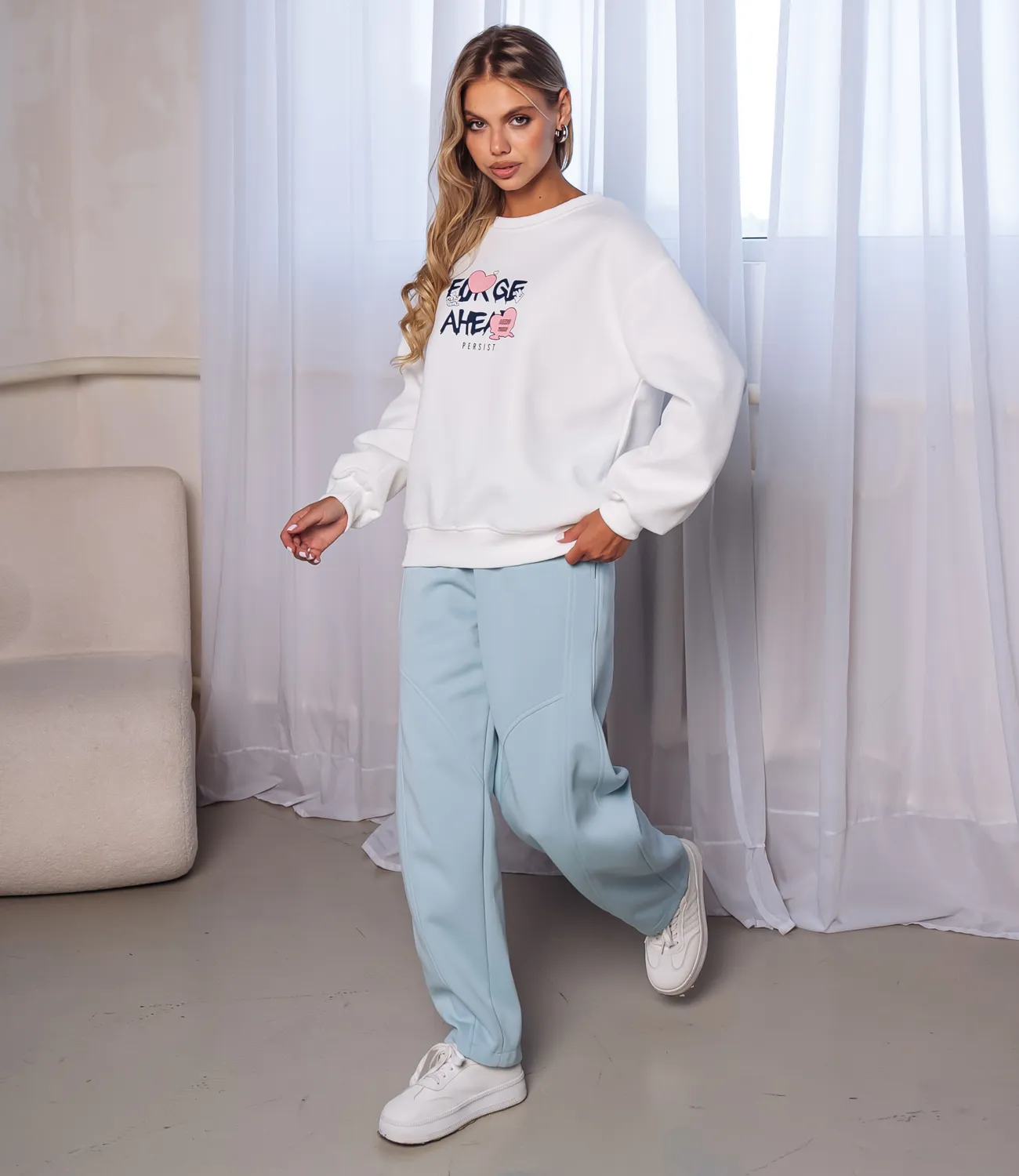 Свитшот #КТ8505, белый - фото 4