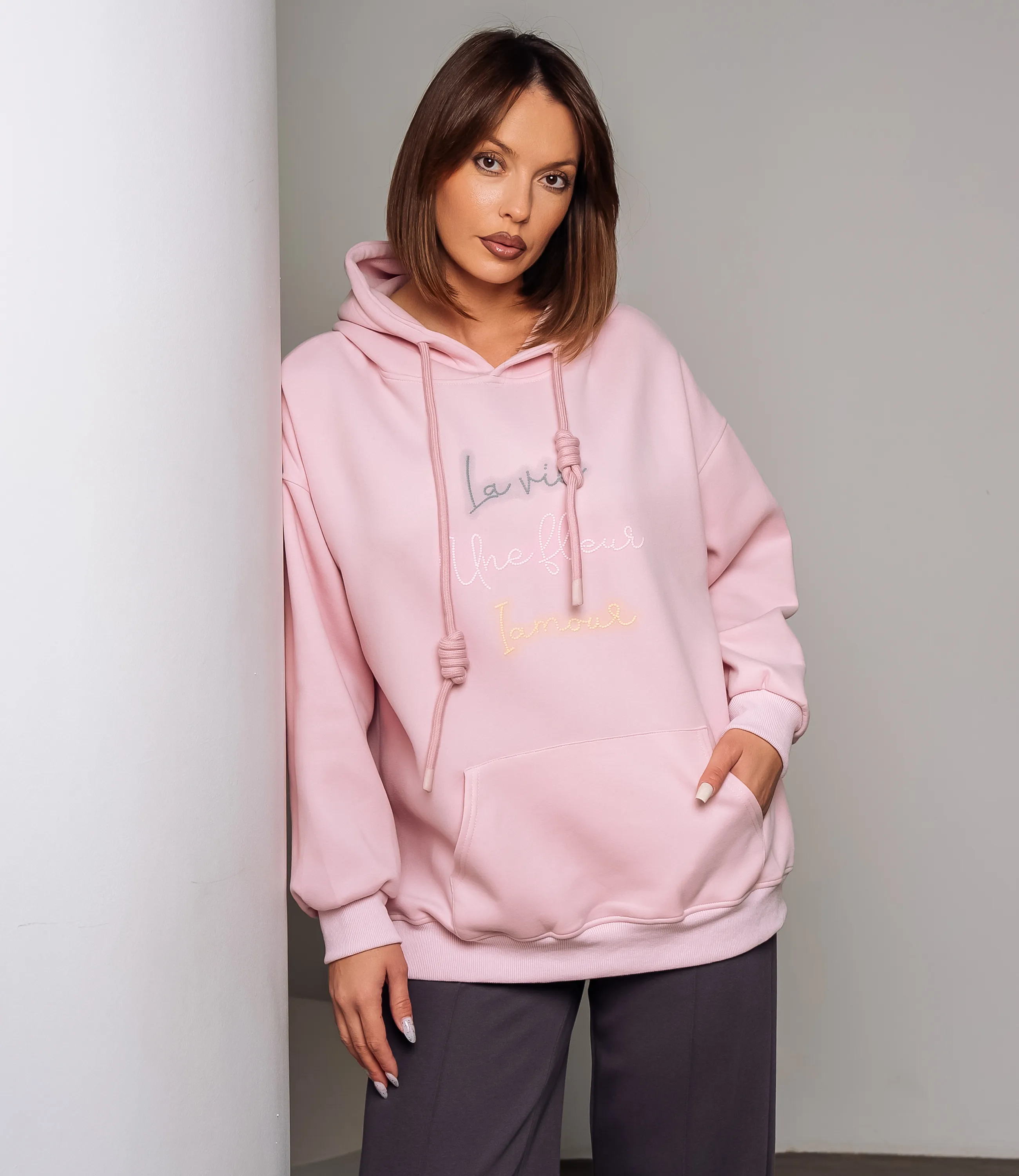 Худи #КТ3628 (1), пудровый - фото 1