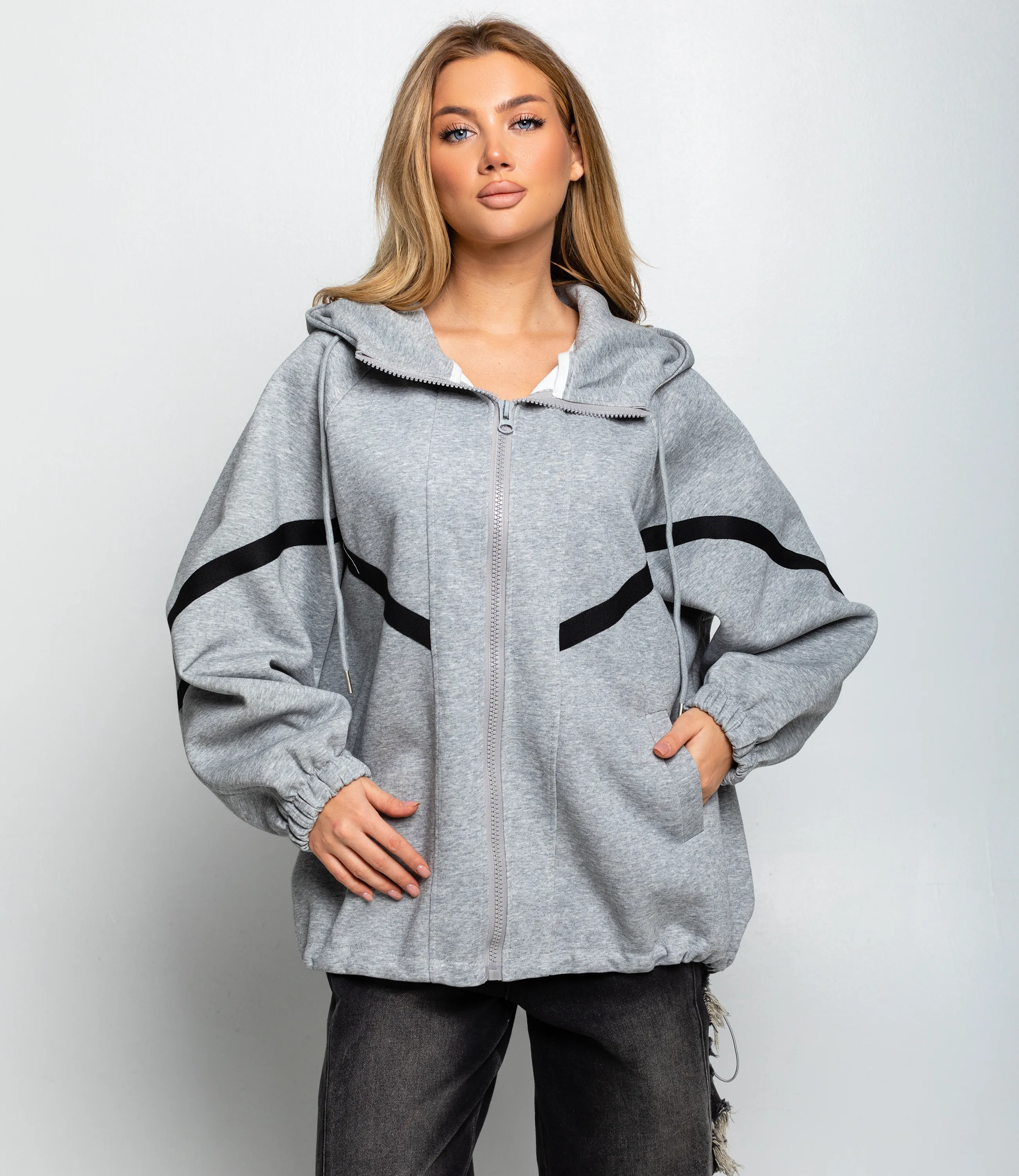 Толстовка #КТ5993, серый меланж - фото 1