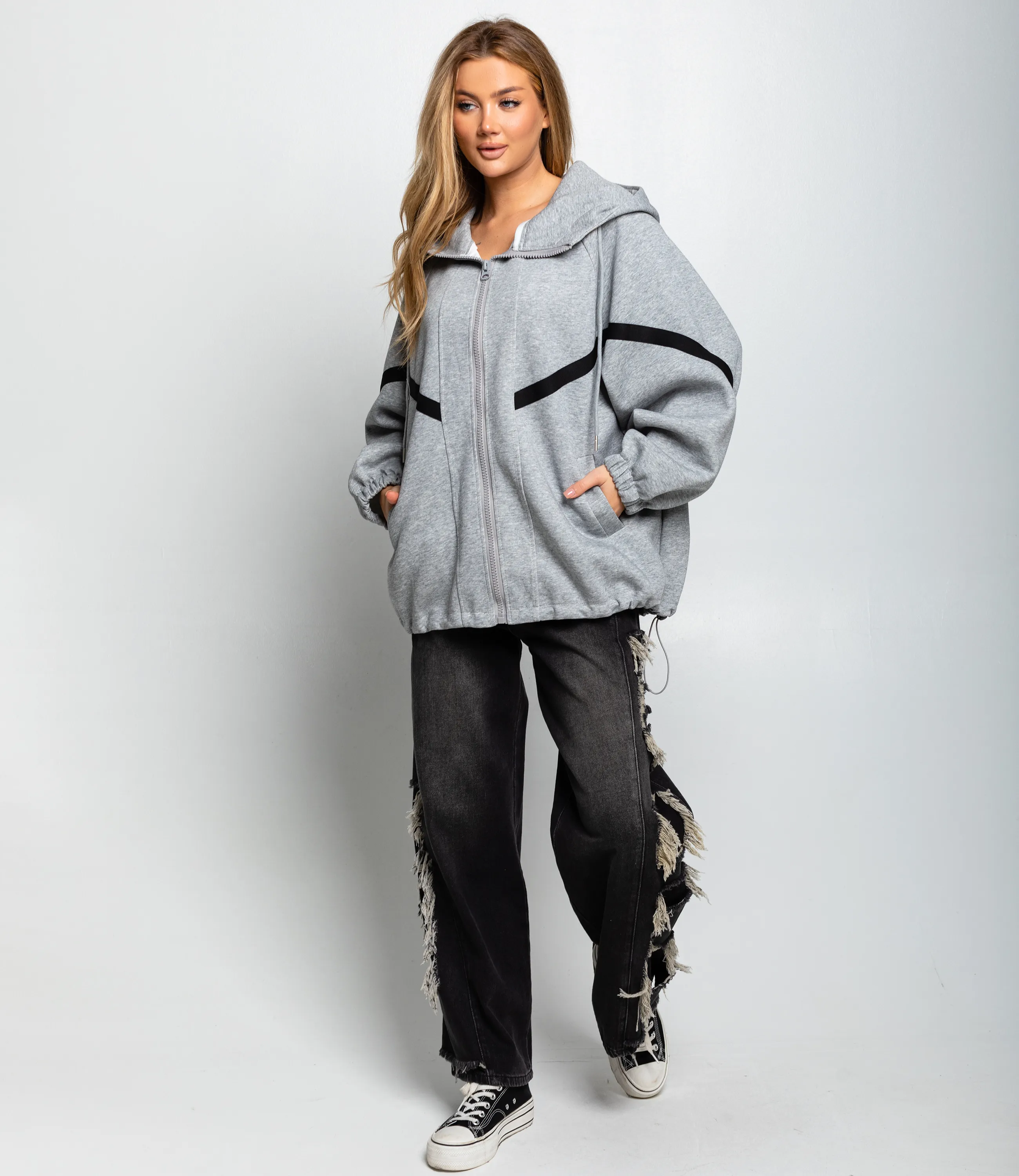 Толстовка #КТ5993, серый меланж - фото 4