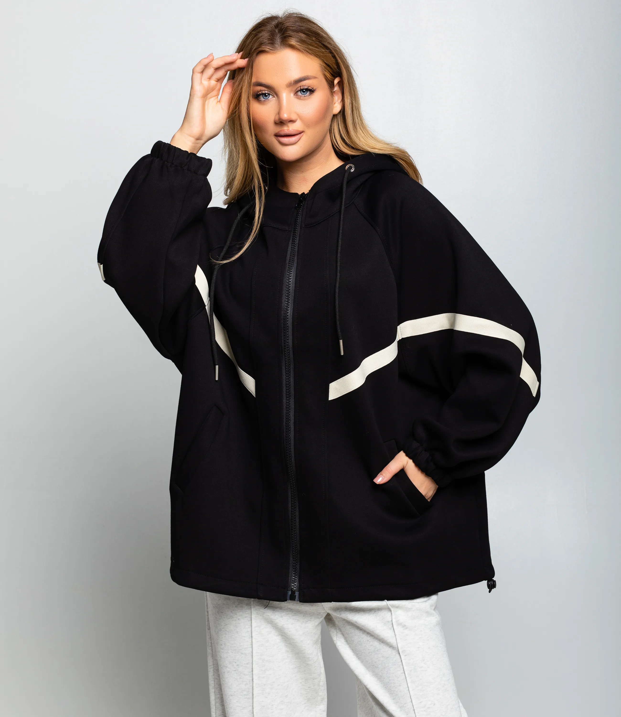 Толстовка #КТ5993, чёрный - фото 1