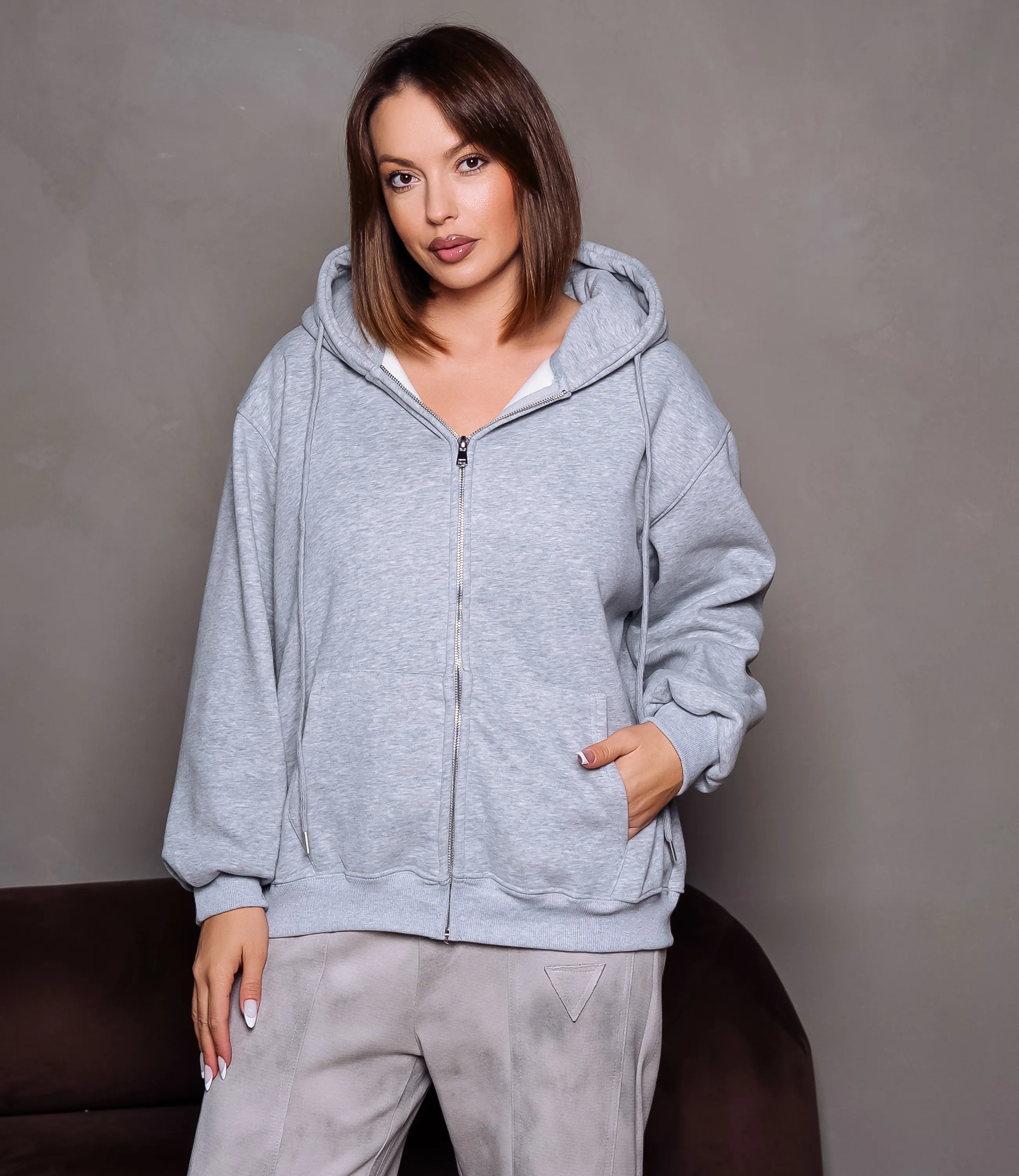 Толстовка #КТ900 (1), серый меланж - фото 1