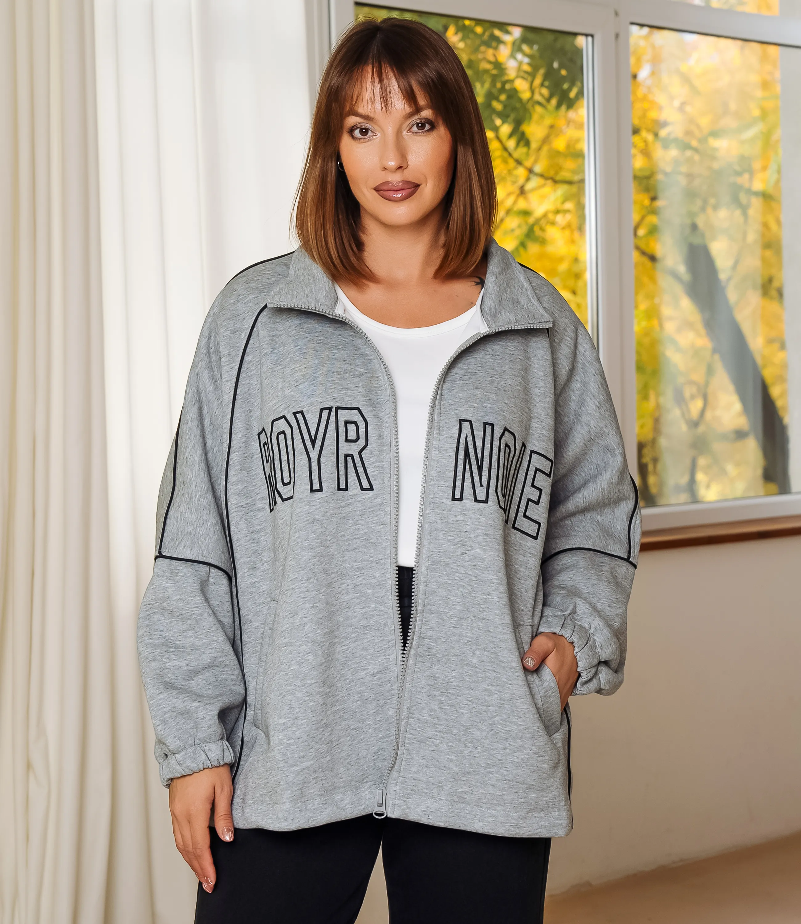 Толстовка #КТ536, серый меланж - фото 1