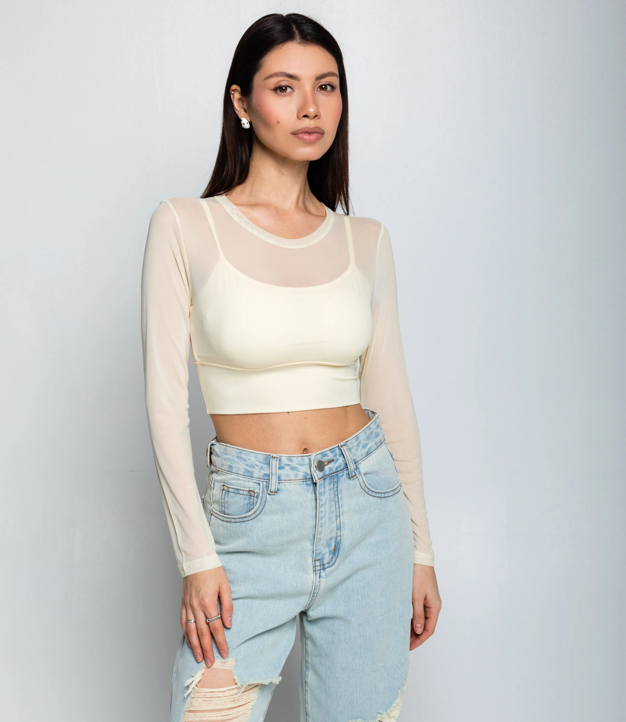 Топ #КТ202 (12), кремовый - фото 1