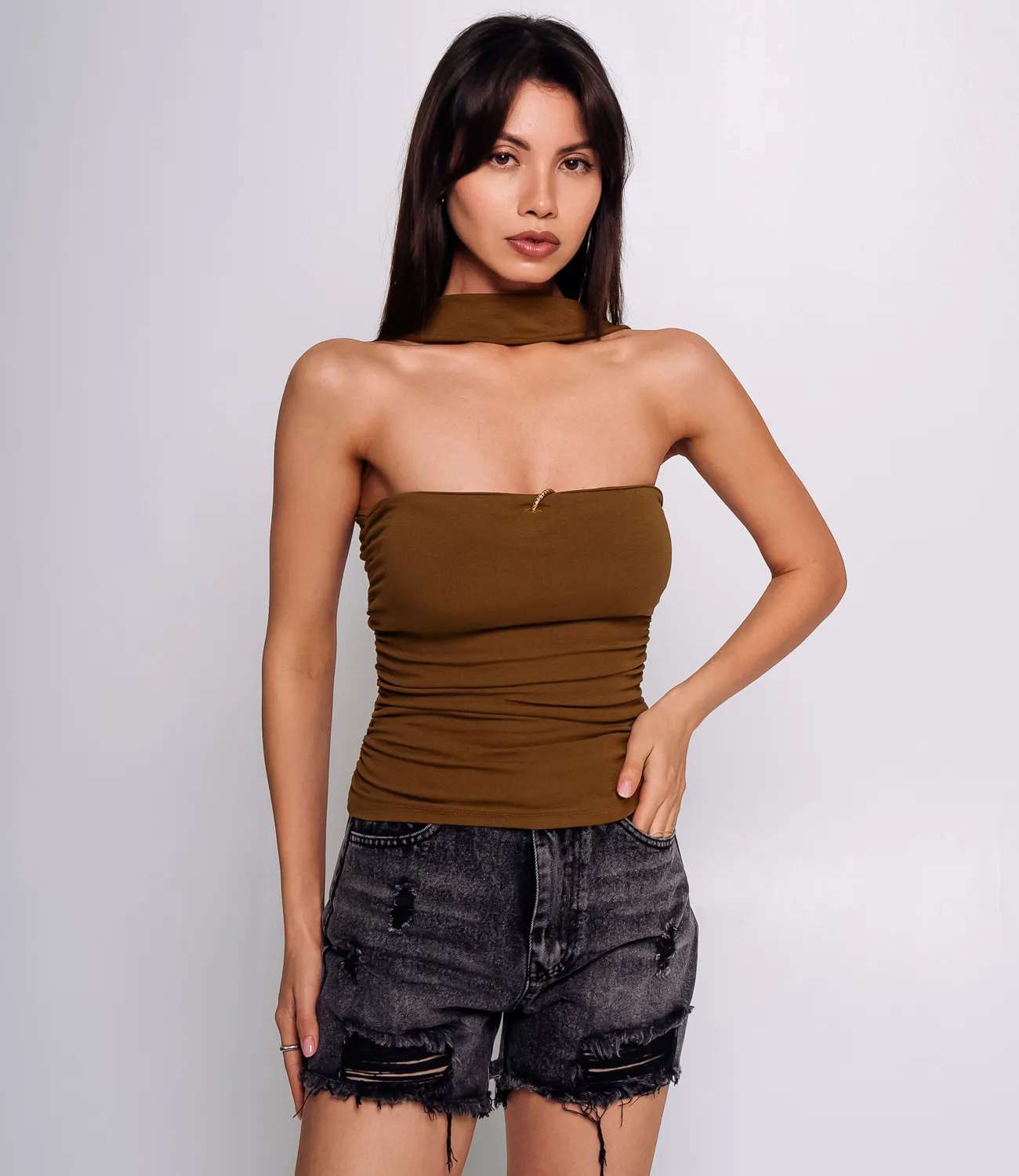 Топ #КТ195, хаки - фото 1