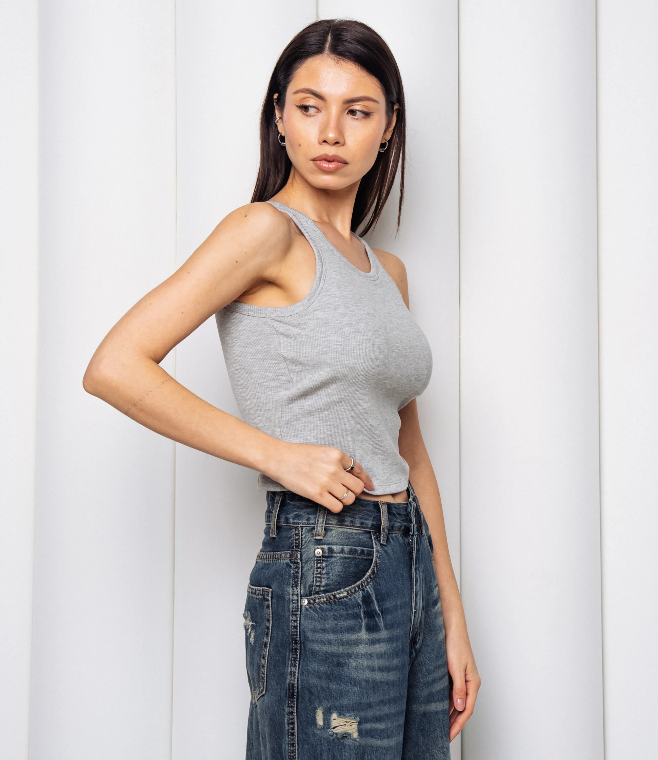 Топ #КТ2705, серый - фото 2