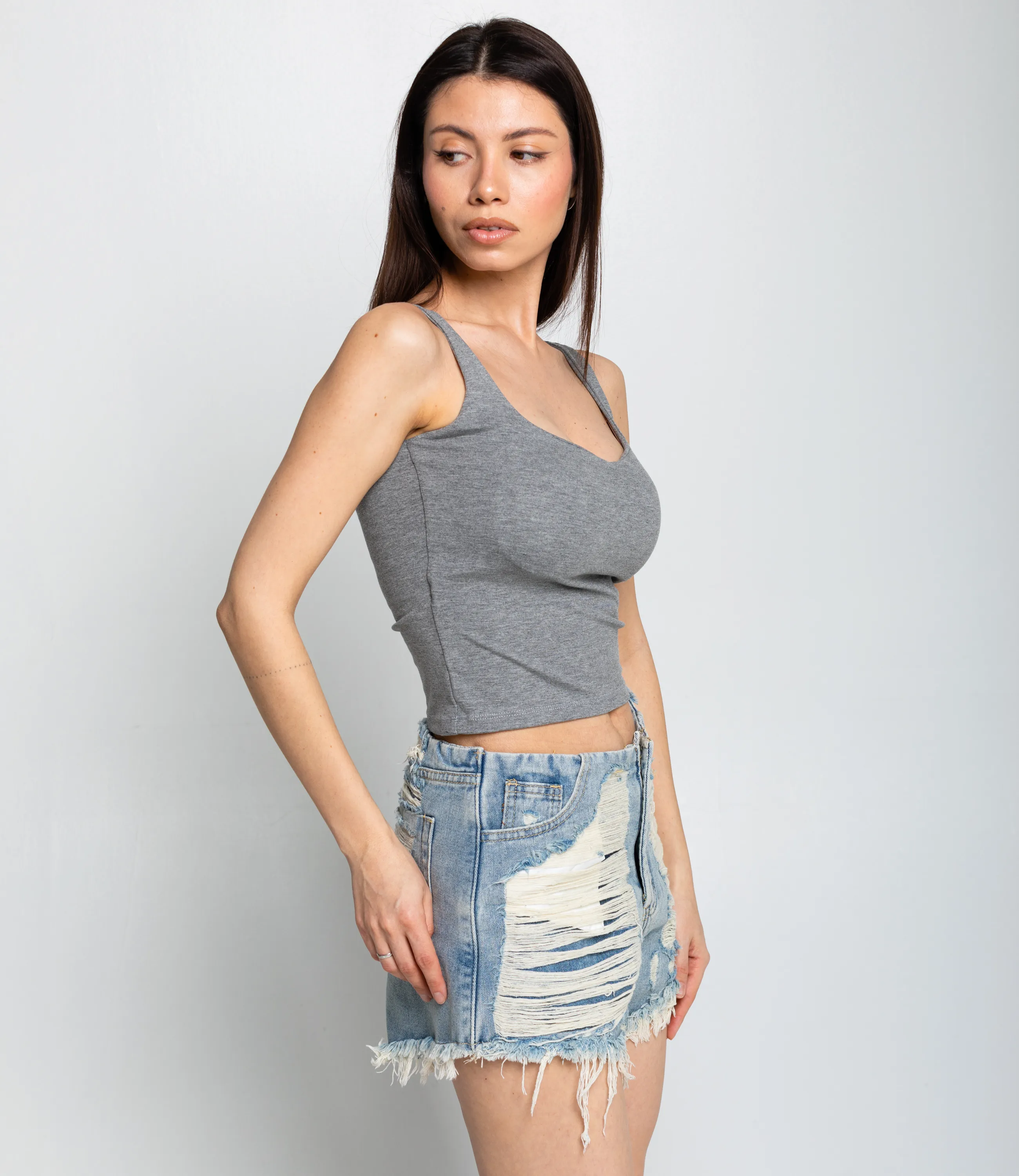 Топ #КТ323 (5), серый меланж - фото 2