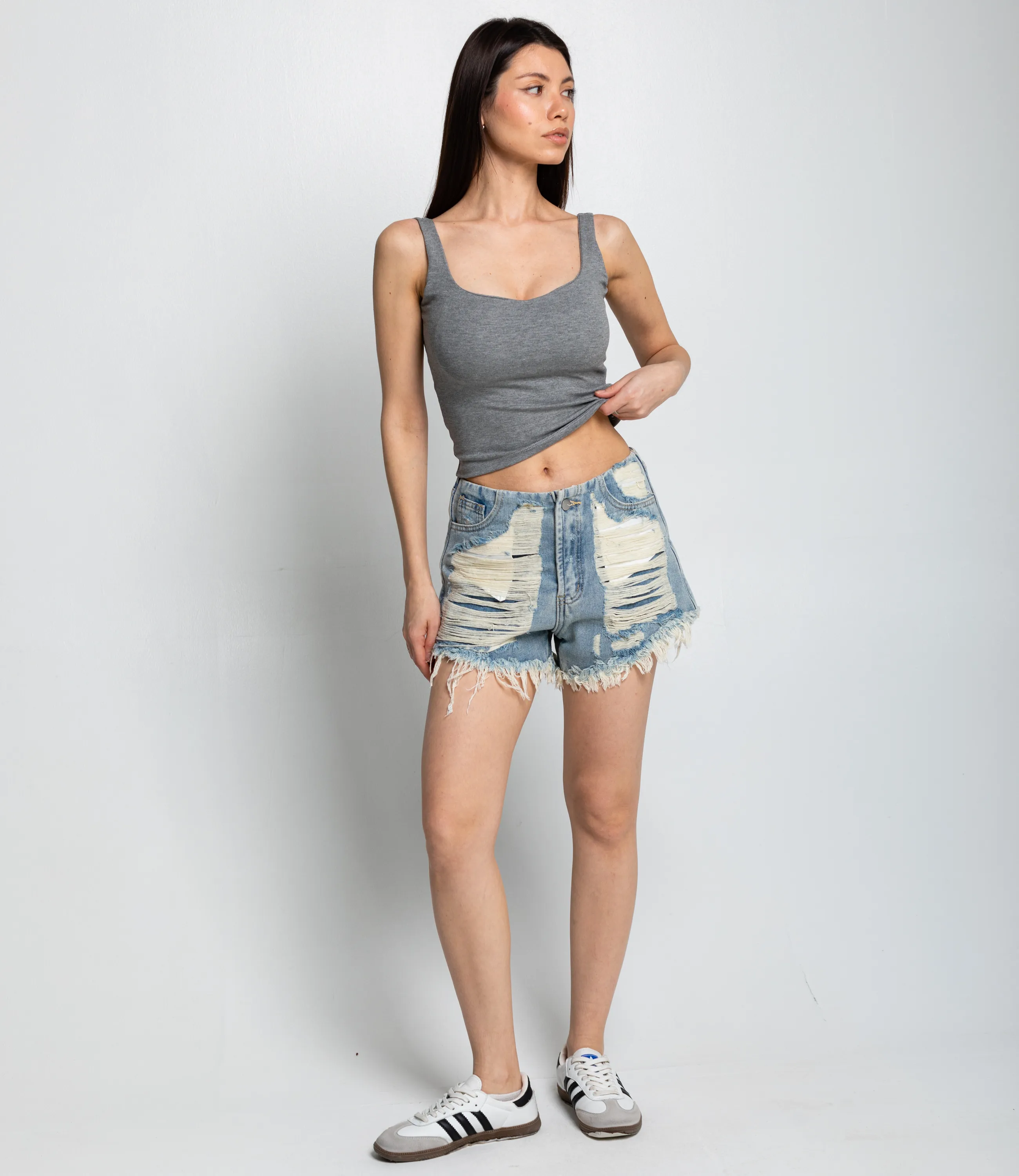 Топ #КТ323 (5), серый меланж - фото 4