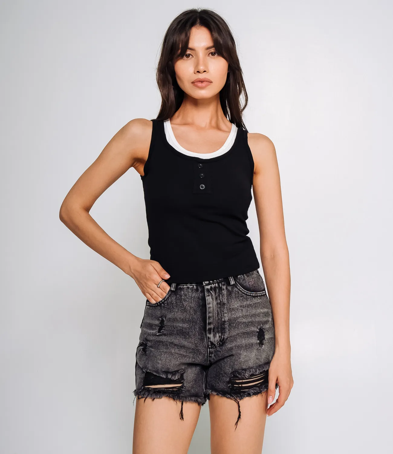 Топ #КТ88802, чёрный - фото 1