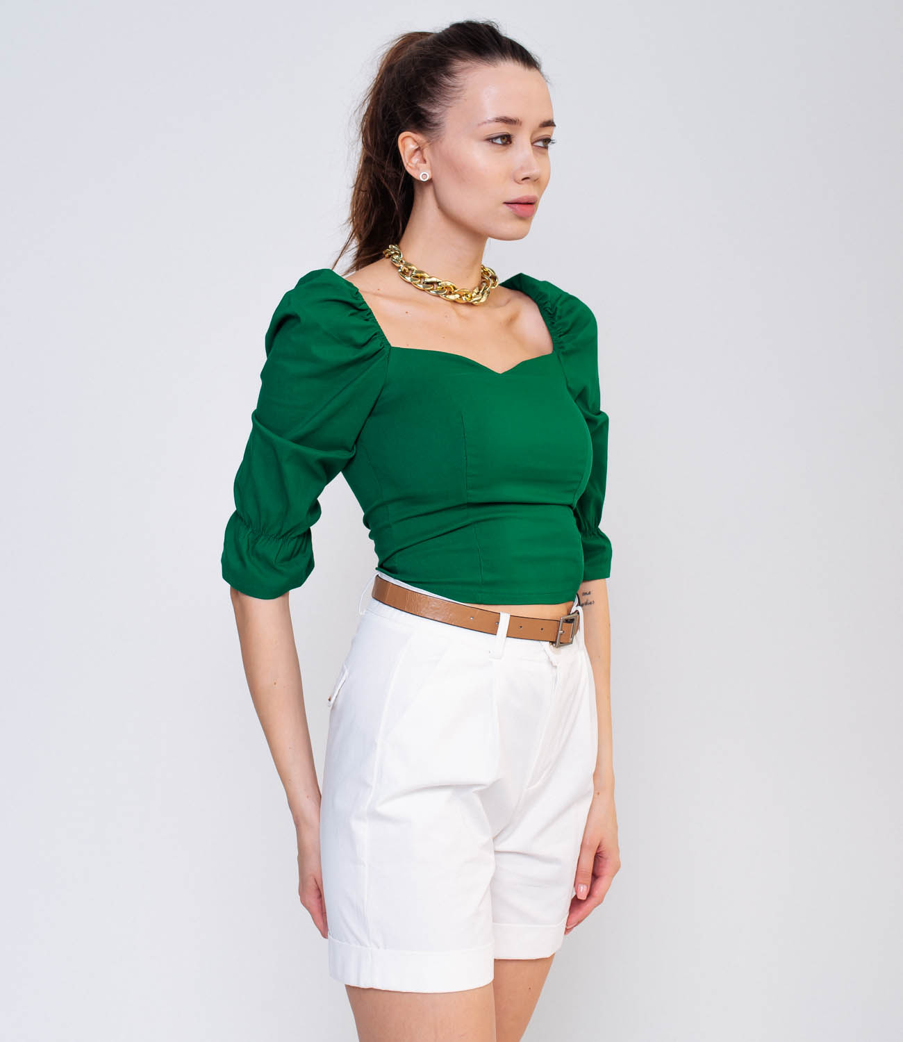 Блуза #КТ1089, зелёный - фото 2