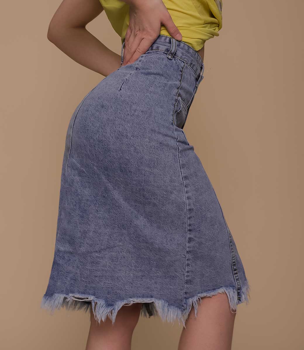 Джинсовая юбка #5303, голубой - фото 3
