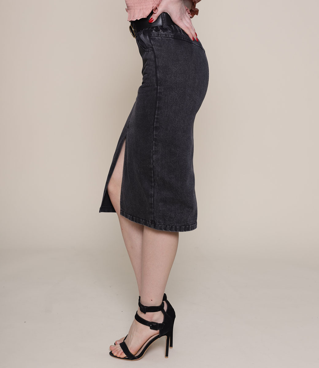 Джинсовая юбка #5505, Чёрный - фото 2