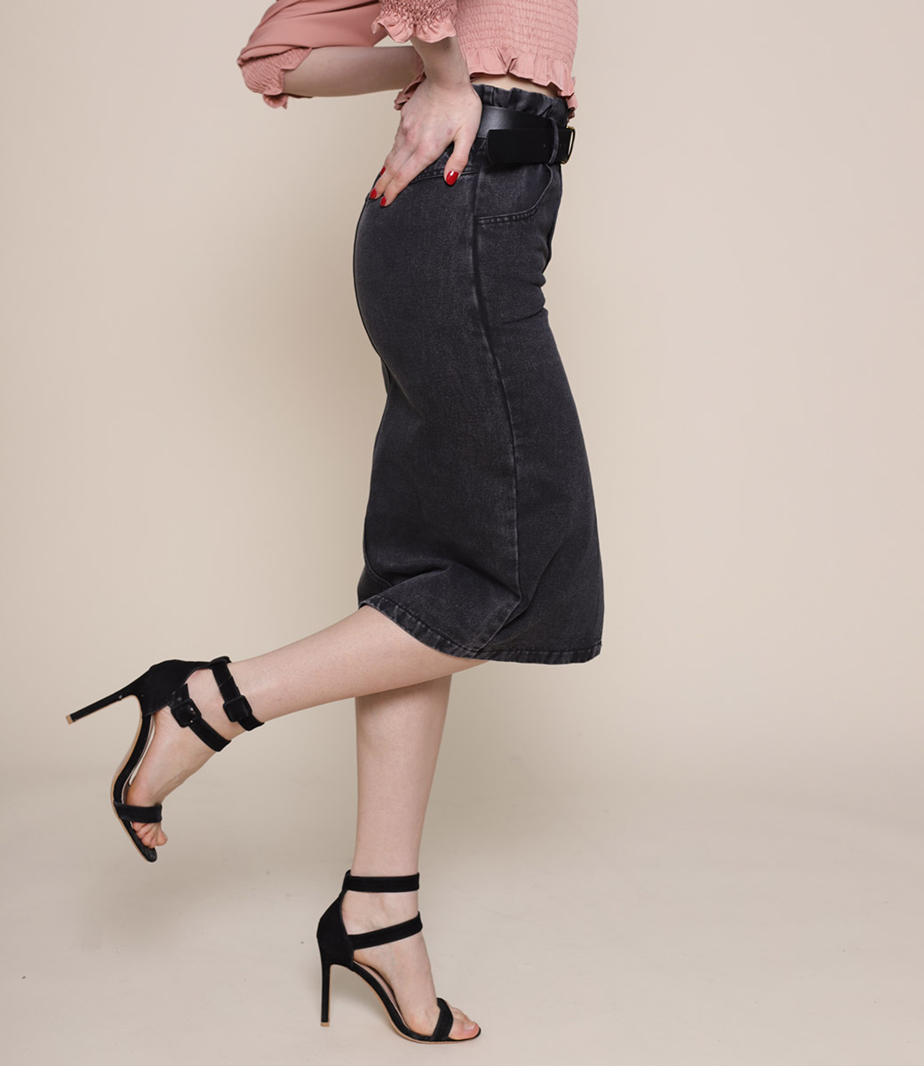 Джинсовая юбка #5505, Чёрный - фото 3