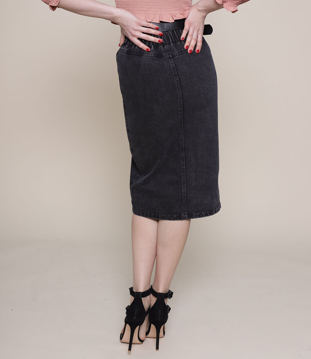 Джинсовая юбка #5505, Чёрный - фото 4