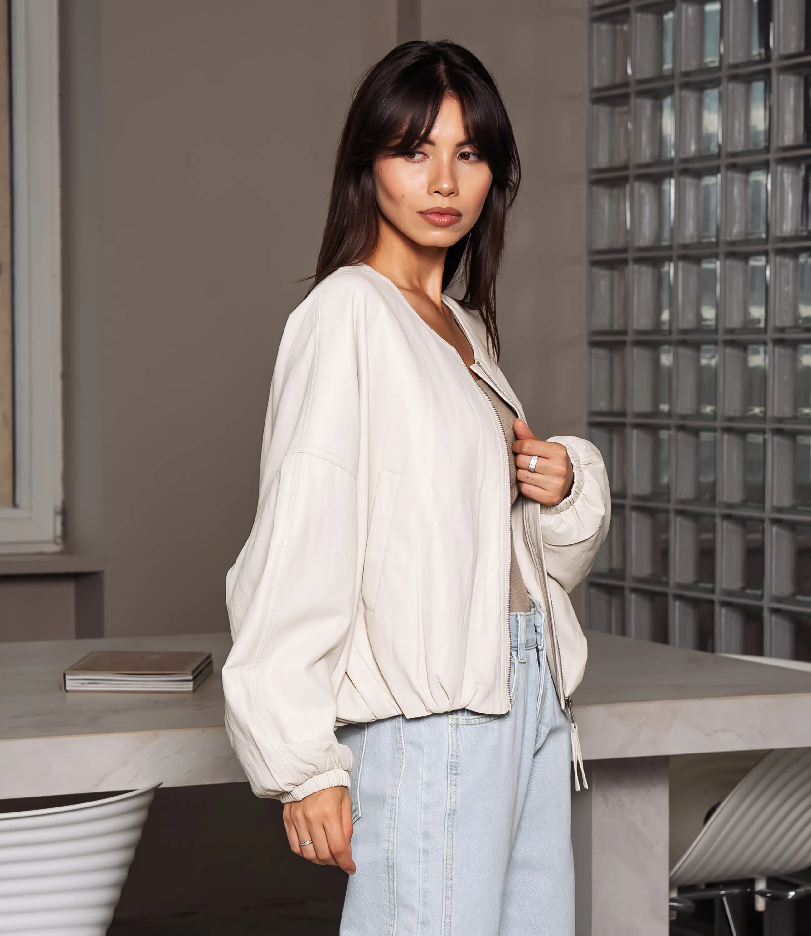 Бомбер #КТ619037, светло-бежевый - фото 2