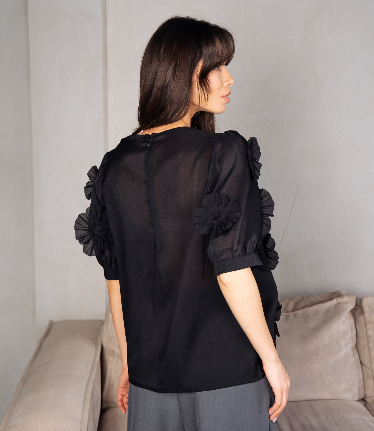 Блуза #КТ2377, чёрный - фото 3