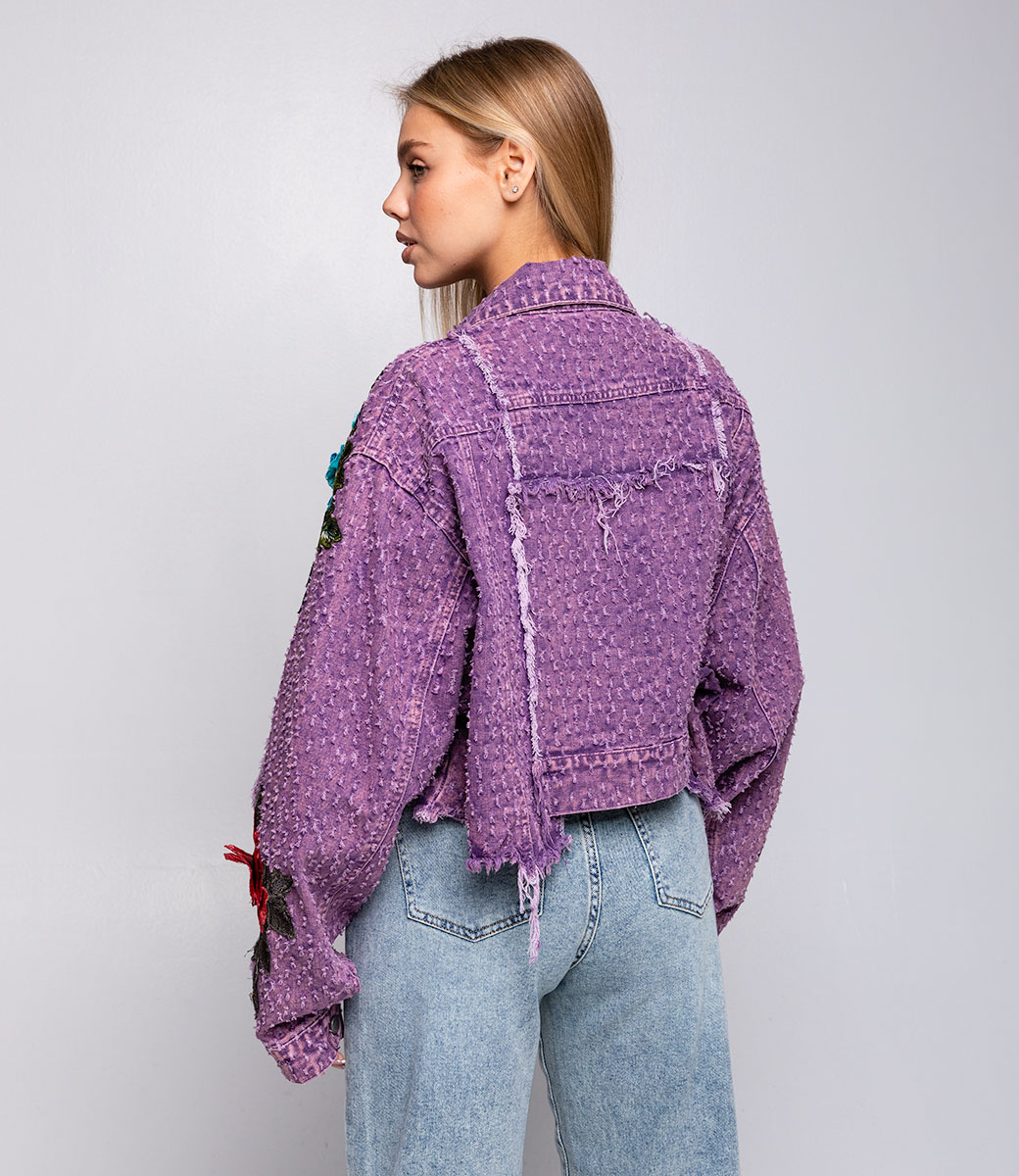 Джинсовая куртка #КТ6 (9), фиолетовый - фото 3