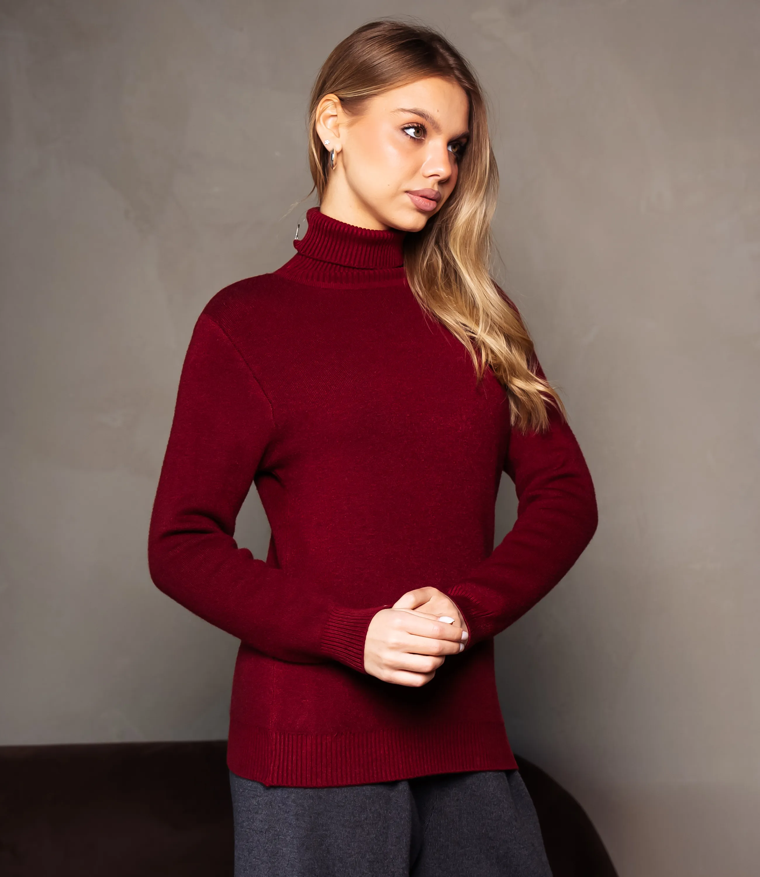 Водолазка #КТ881 (7), бордовый  - фото 2