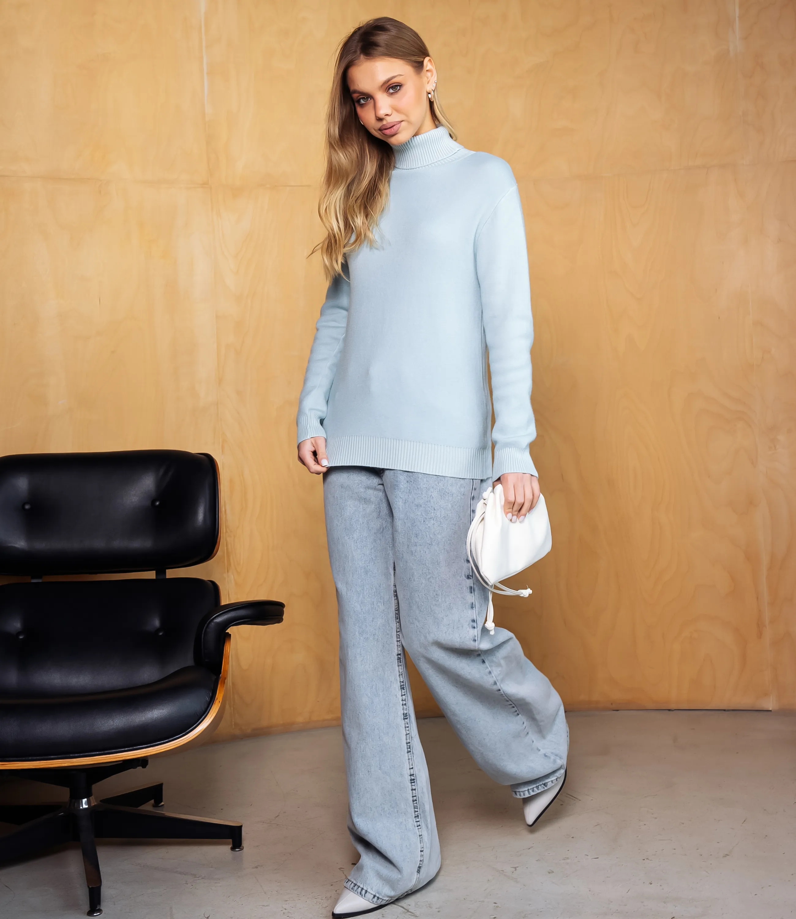 Водолазка #КТ881 (7), светло-голубой  - фото 4