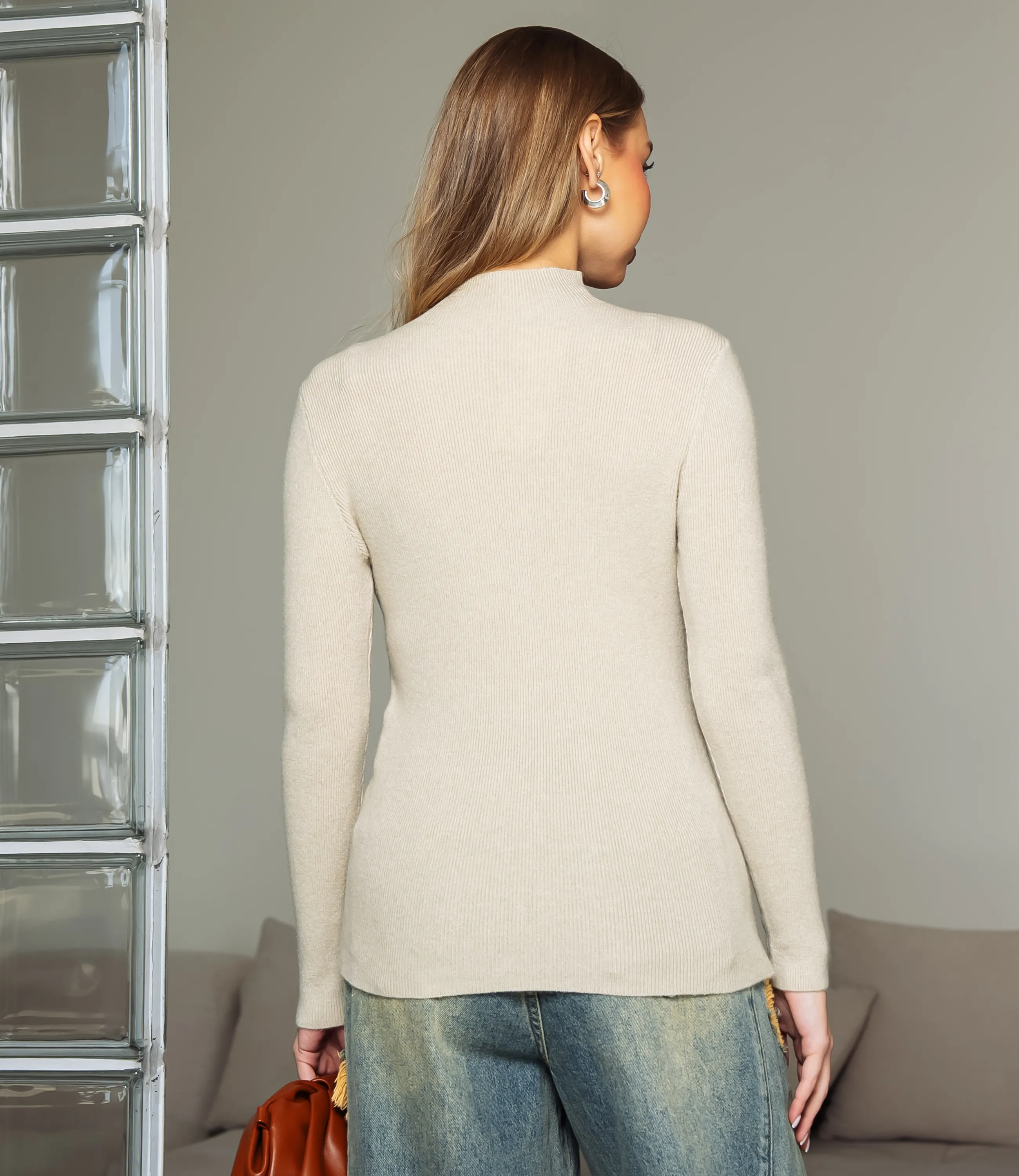 Водолазка #КТ801 (16), бежево-серый - фото 3