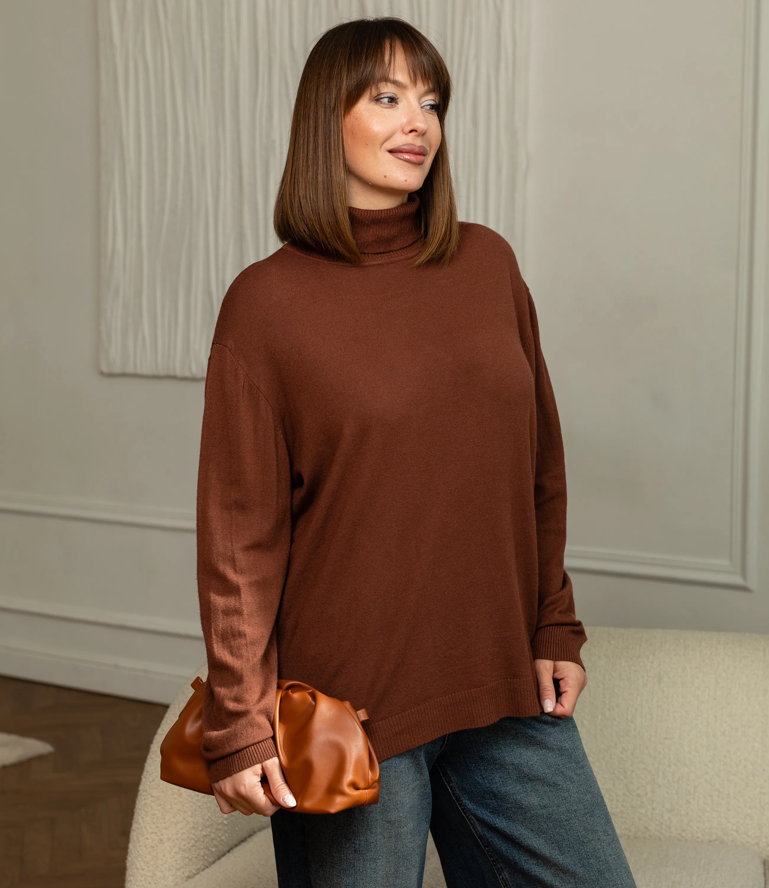 Водолазка #ОКТ08, шоколадный - фото 2