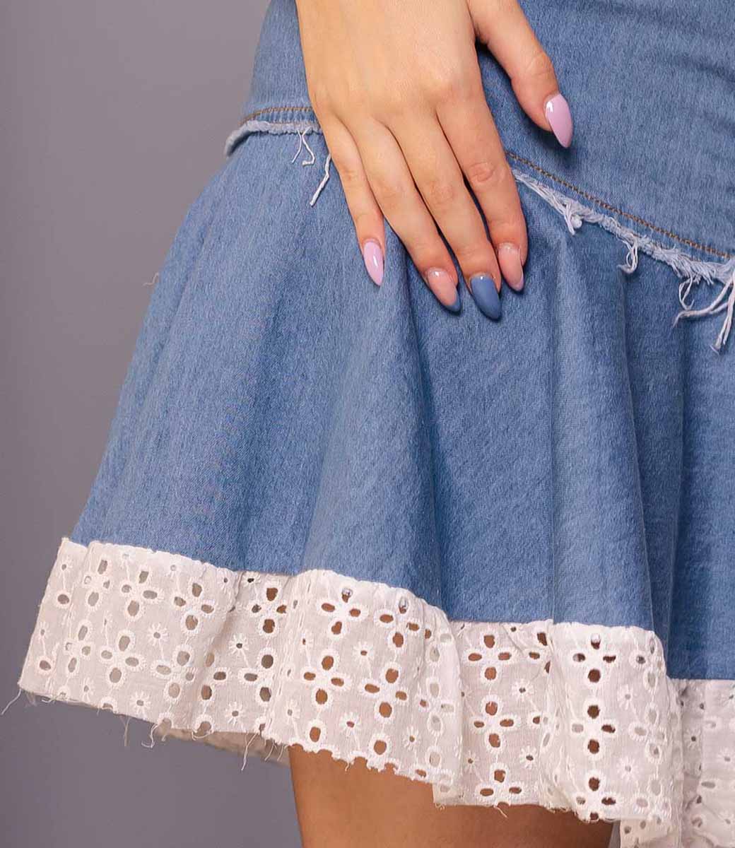 Джинсовая юбка #7112, синий - фото 5
