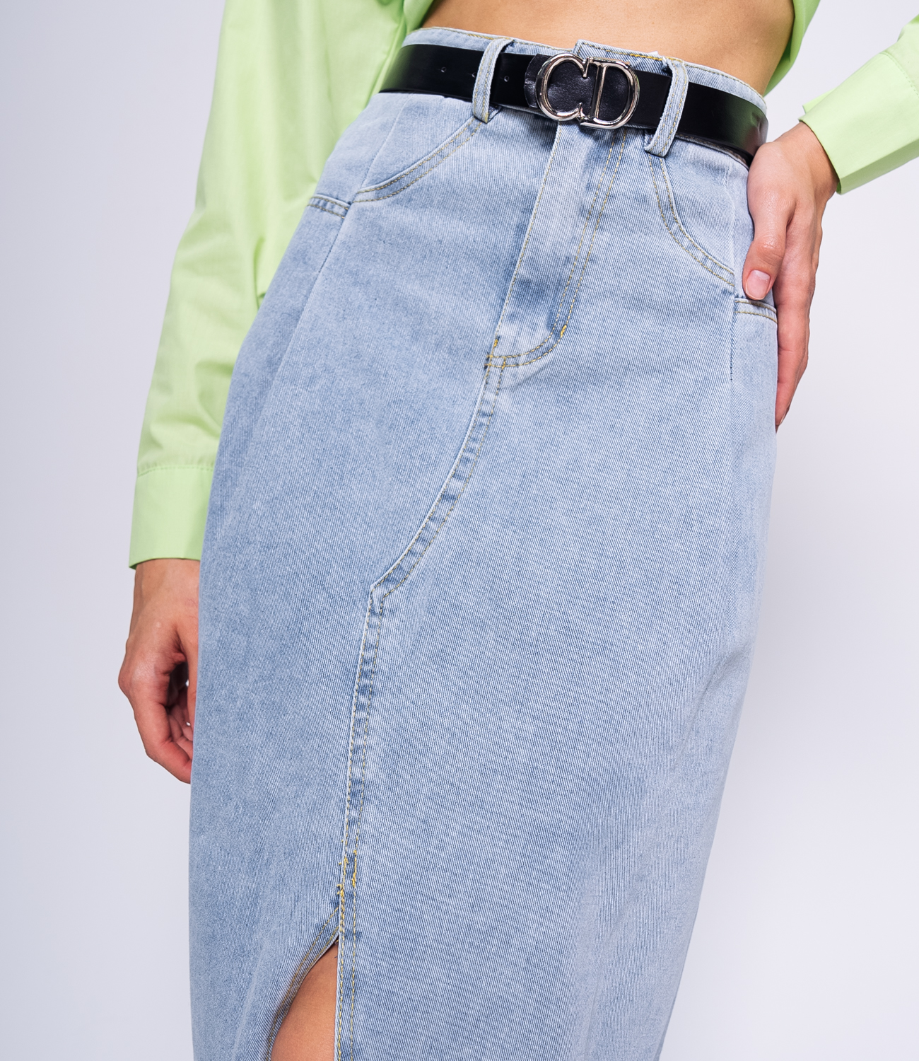 Джинсовая юбка #КТ7322, голубой - фото 5