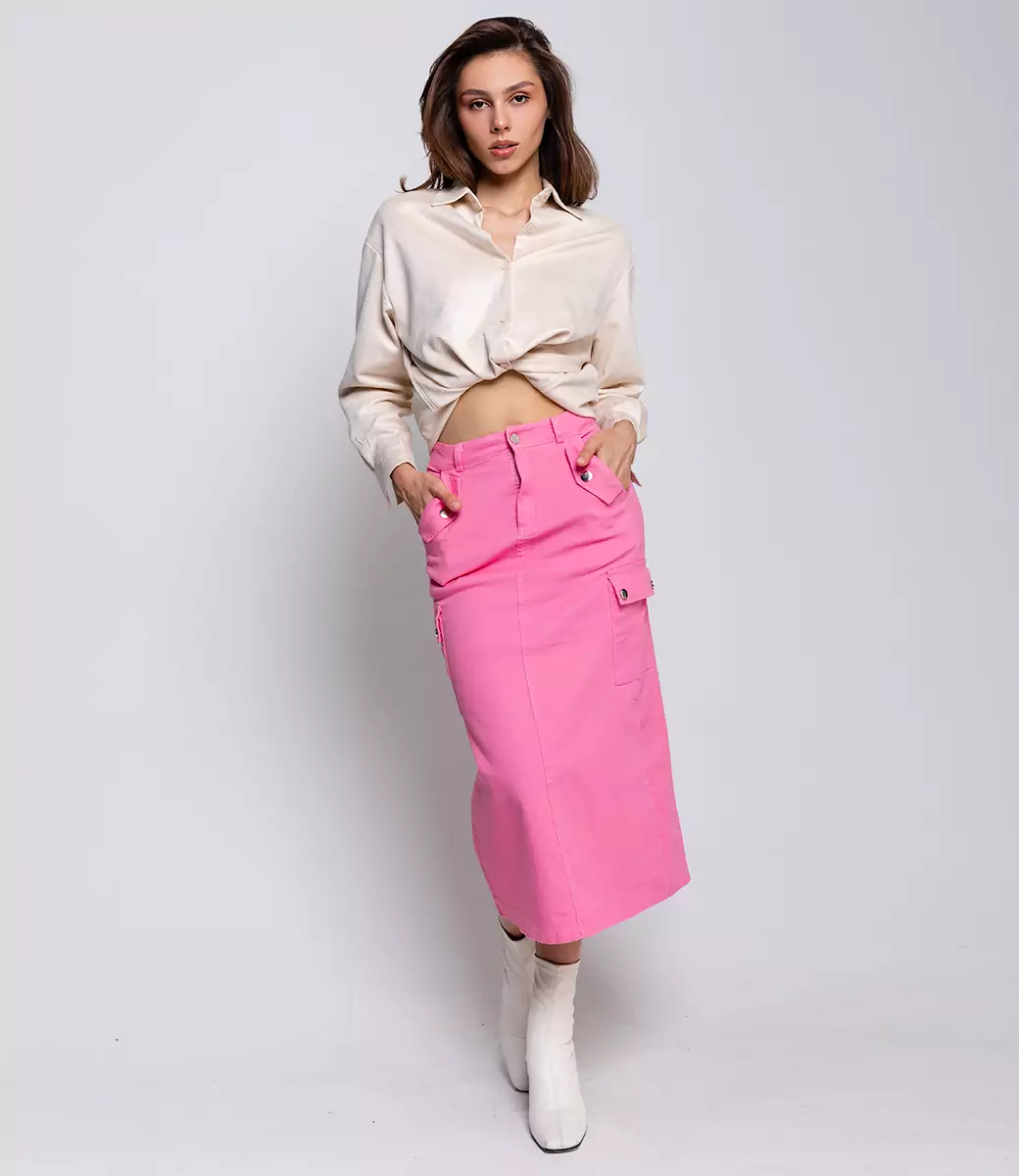 Джинсовая юбка #КТ9468, розовый