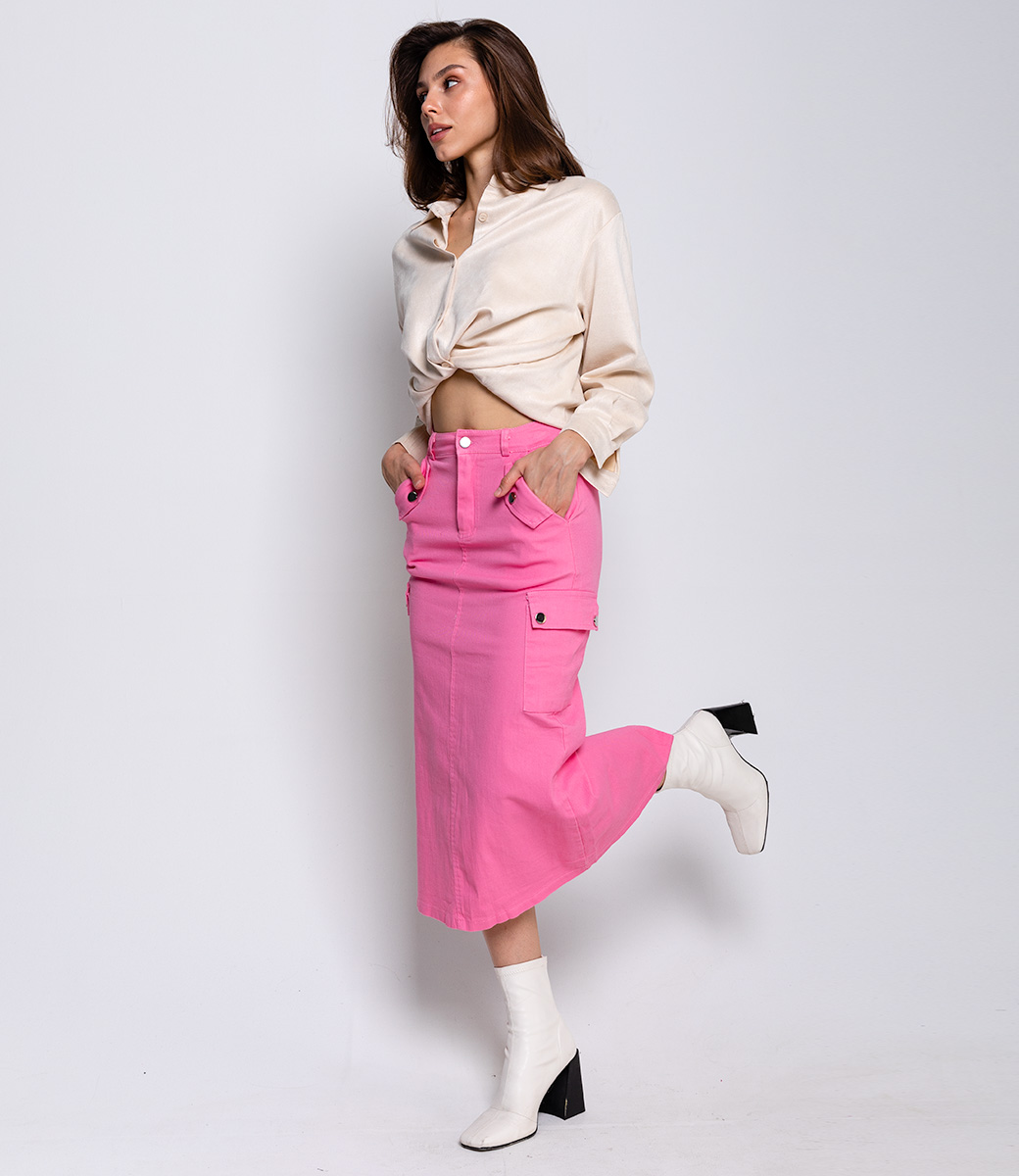 Джинсовая юбка #КТ9468, розовый - фото 2