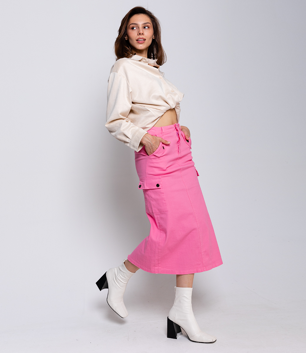 Джинсовая юбка #КТ9468, розовый - фото 3