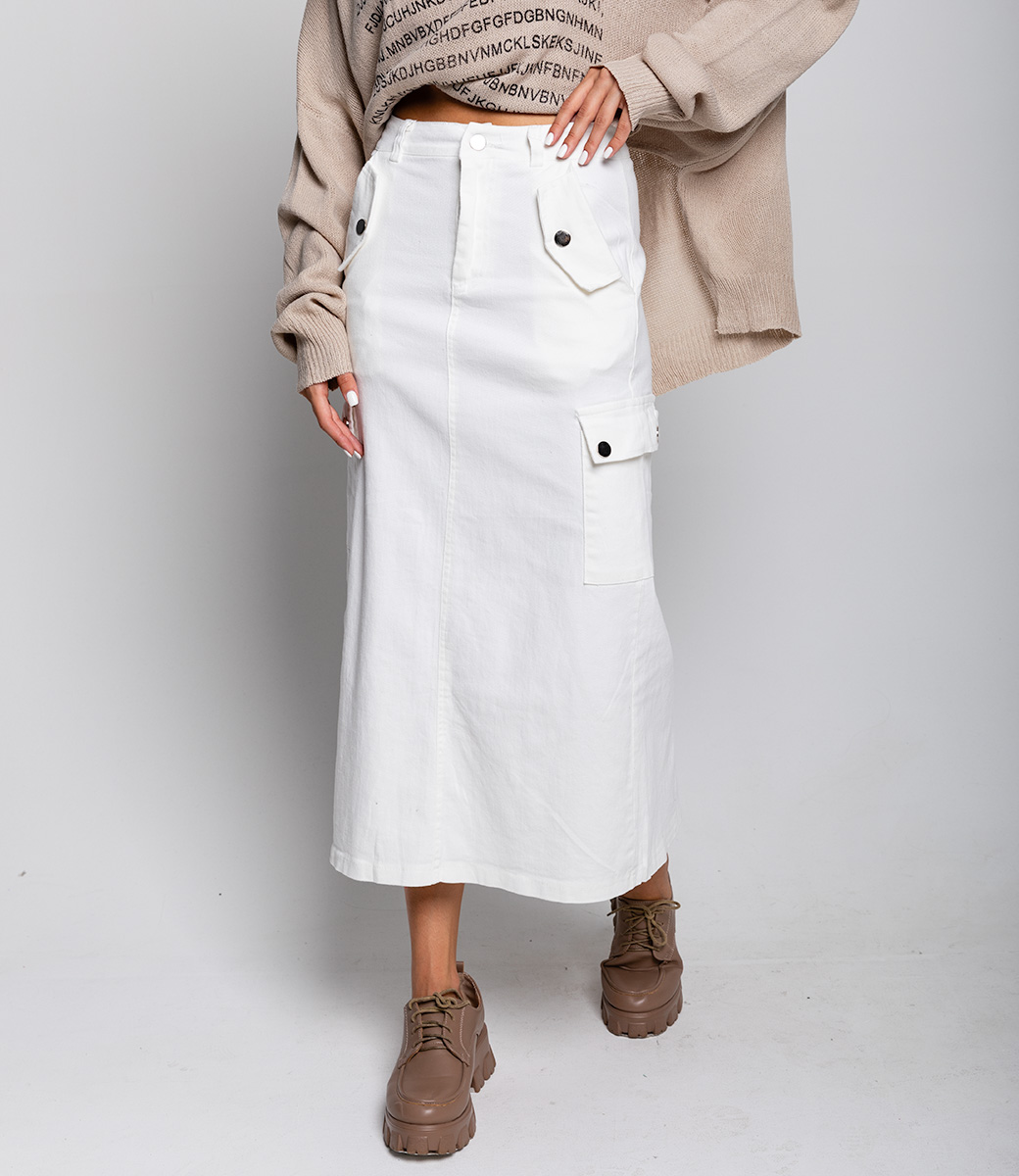 Джинсовая юбка #КТ9468, белый - фото 5