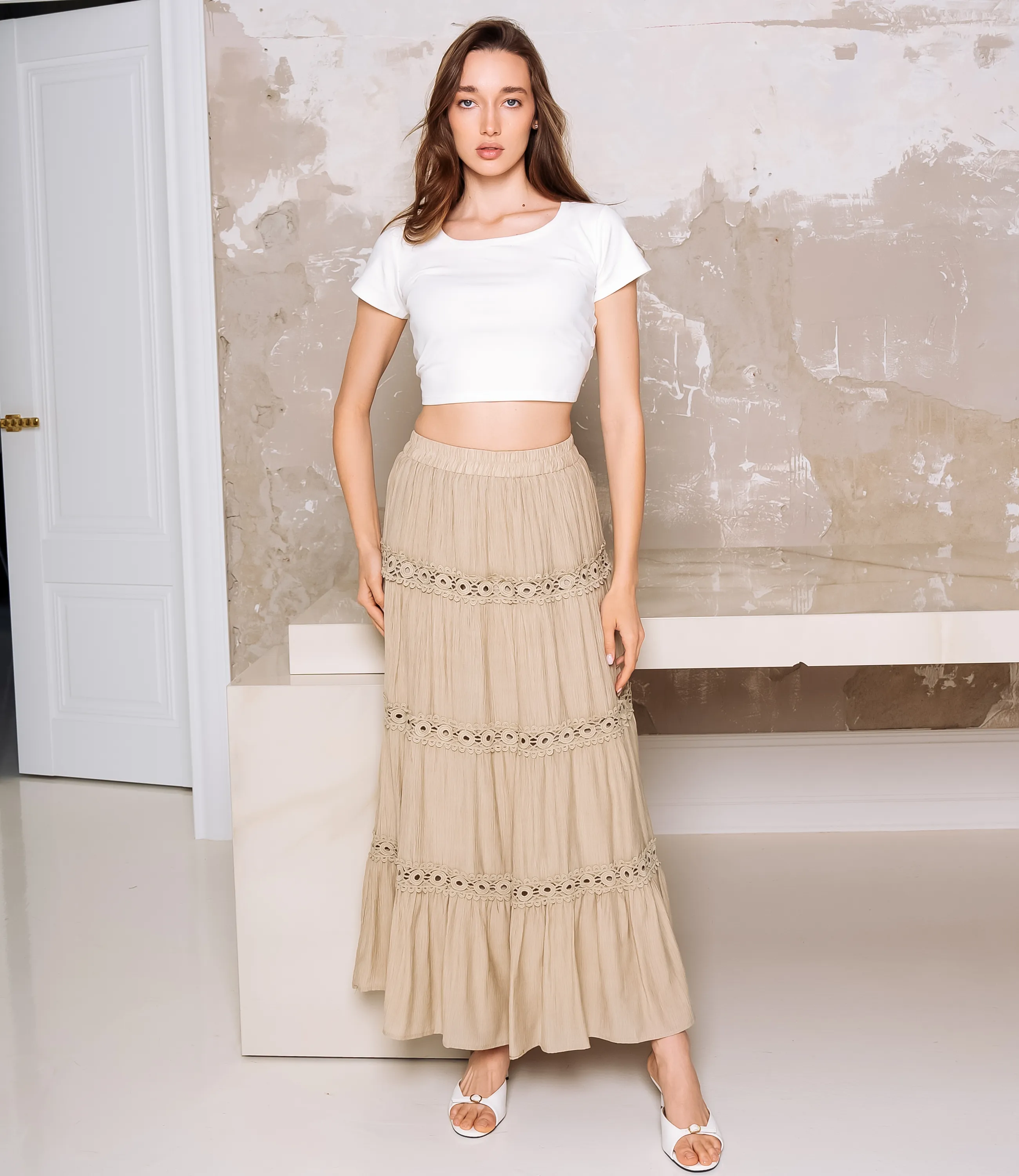 Юбка #КТ815 (9), бежево-серый - фото 1