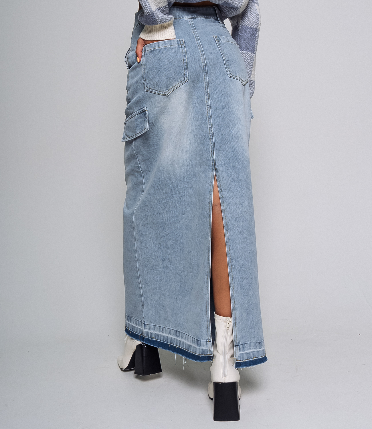 Джинсовая юбка #КТ7389, голубой - фото 5