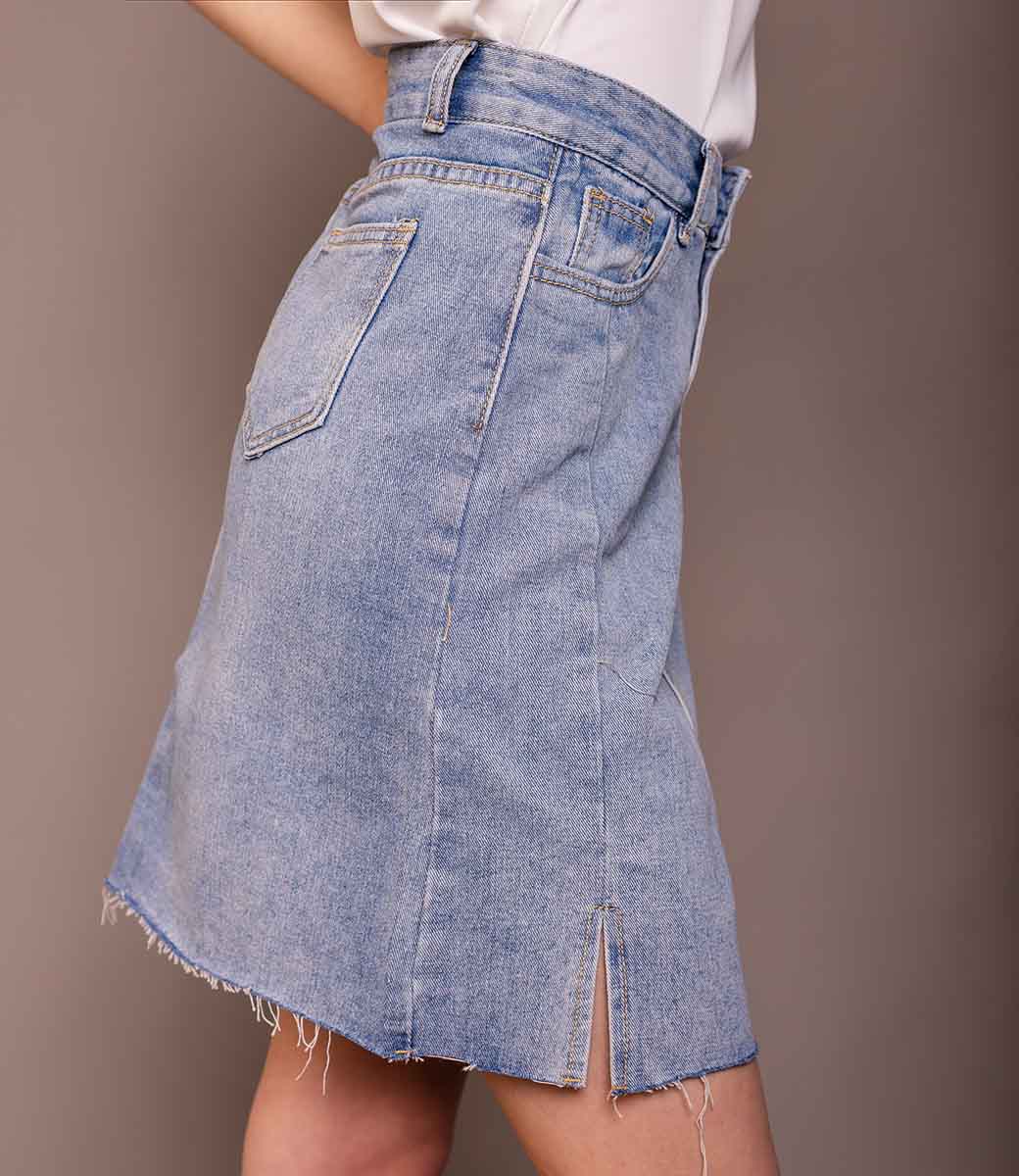 Джинсовая юбка #102, голубой - фото 3