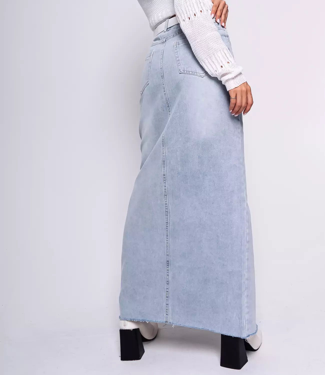 Джинсовая юбка #КТ7318, голубой - фото 4