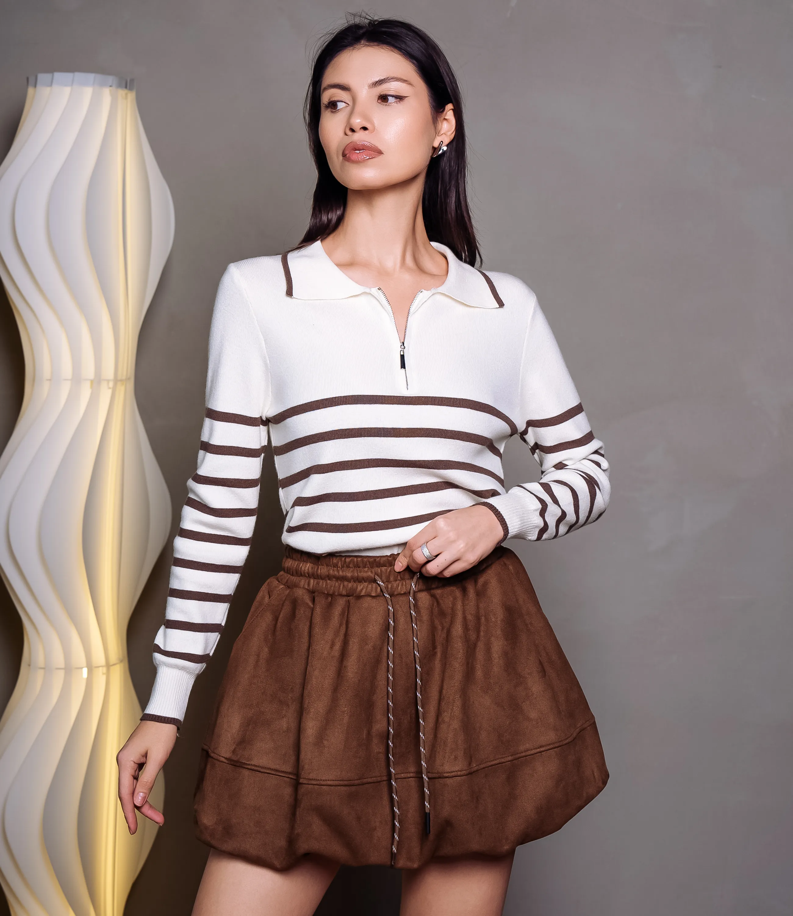 Юбка #КТ25137, шоколадный - фото 1