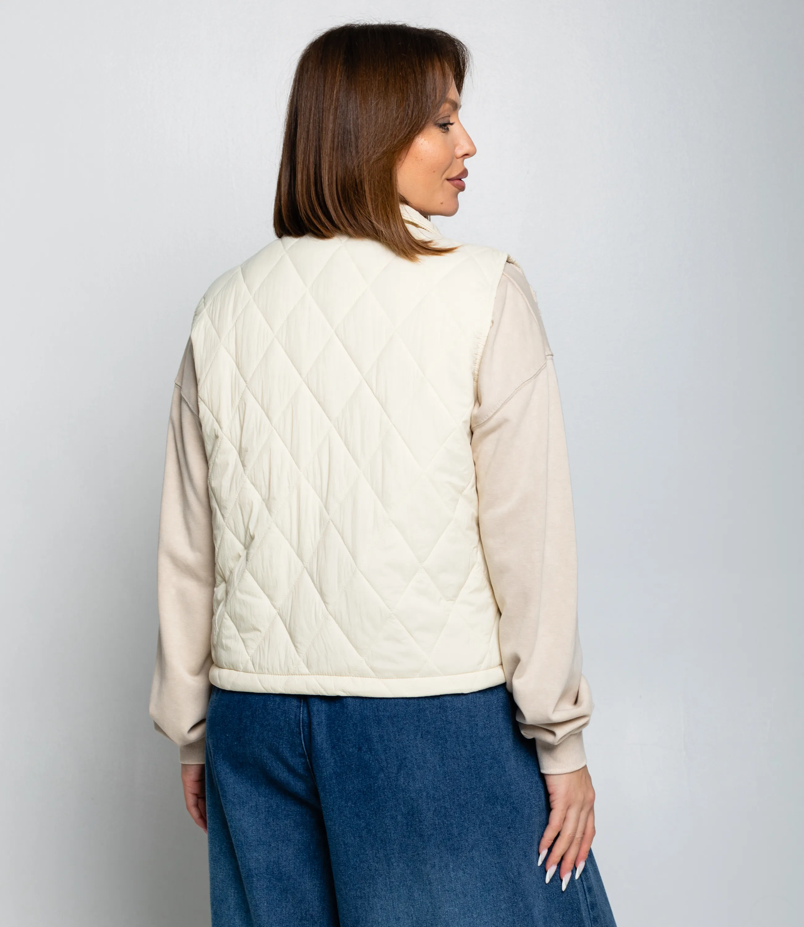 Жилет #КТ741, светло-бежевый - фото 3