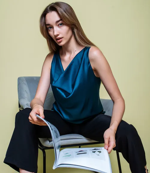 Блузка #КТ18 (2), синий - фото 1