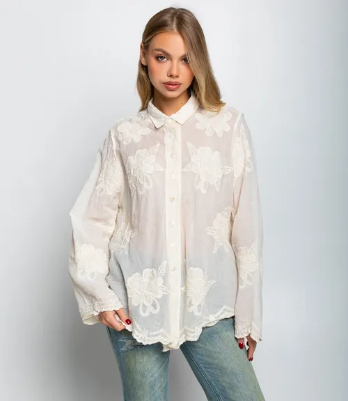 Блуза #КТ814, светло-бежевый