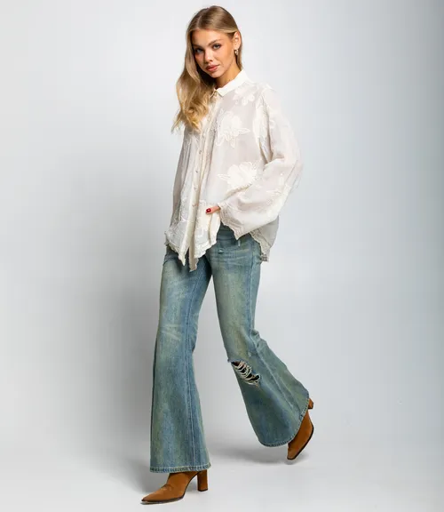 Блуза #КТ814, светло-бежевый