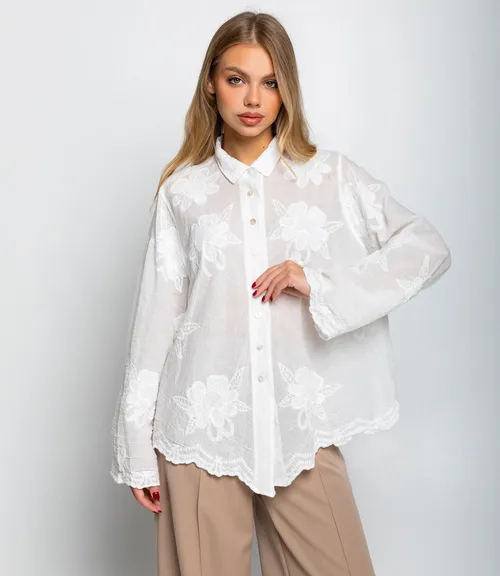 Блуза #КТ814, белый