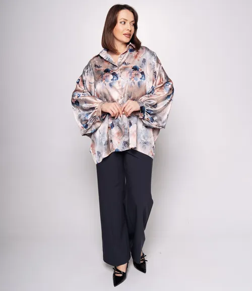 Блуза #КТ1936 (2)-1, бежевый, синий