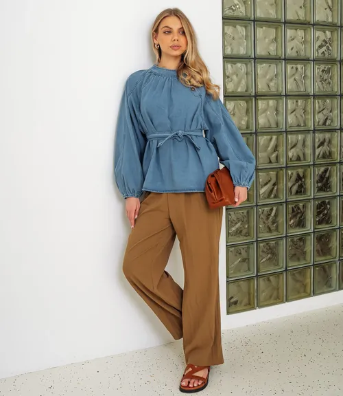 Блуза #КТ80303, голубой