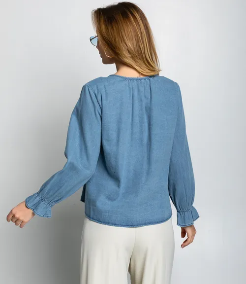 Блуза #КТ73555, голубой