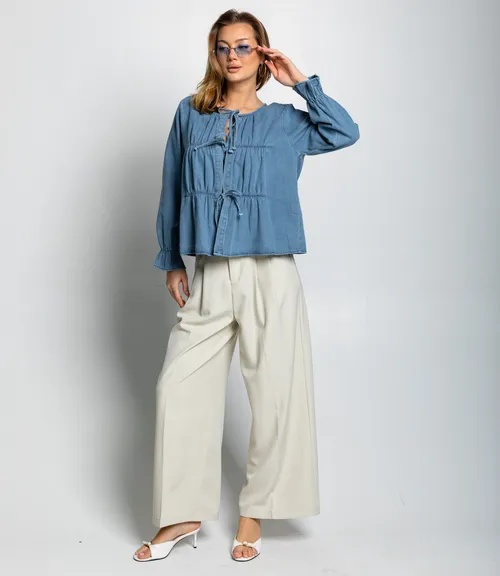 Блуза #КТ73555, голубой