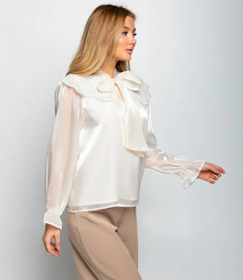Блуза #КТ971, кремовый