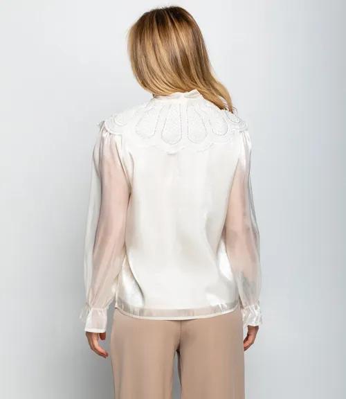 Блуза #КТ971, кремовый