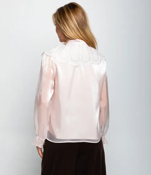 Блуза #КТ971, пудровый
