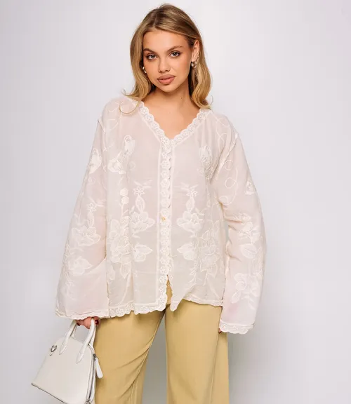 Блуза #КТ404 (1), светло-бежевый